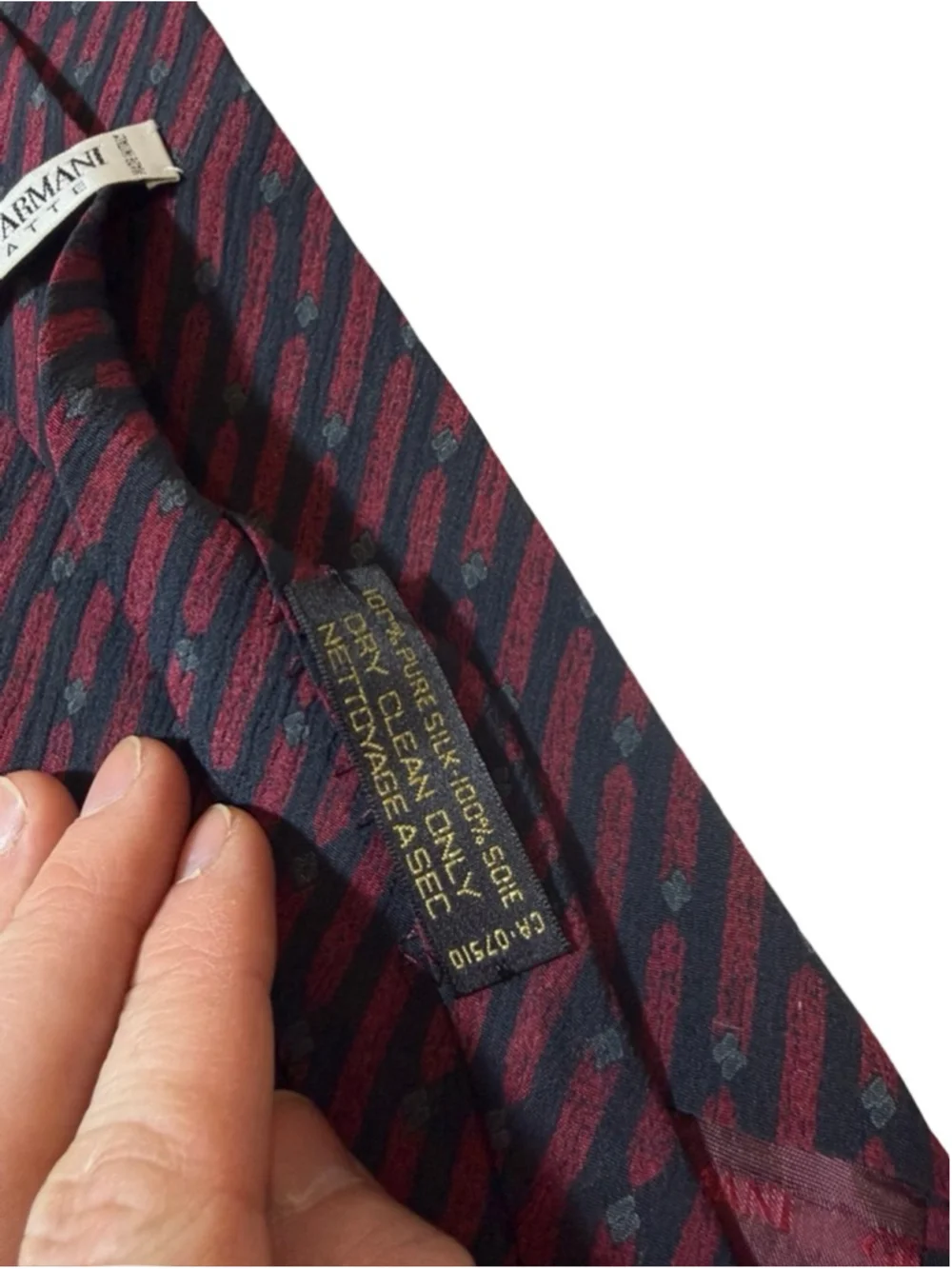 Giorgio Armani Silk Tie Red Black Geometric Stripe Luxury Italy